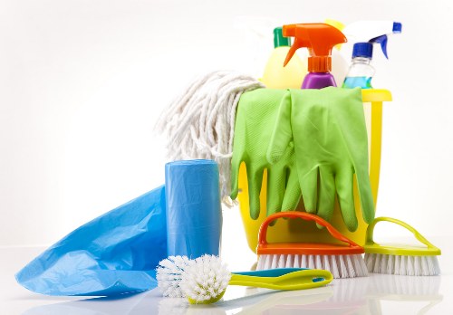 Local carpet cleaning team working in a Putney business property
