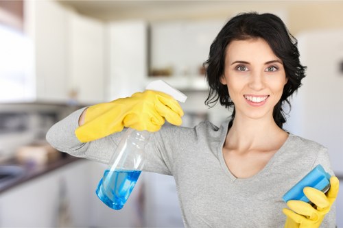 Carpet cleaning team with recycling bins in Putney