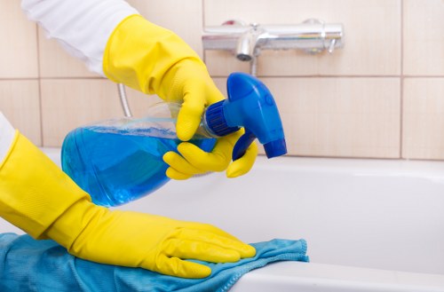 Cleaning equipment and treated carpet during service