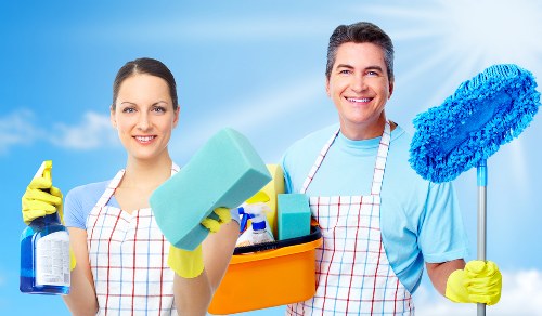 Local office cleaning team working in a Putney commercial building